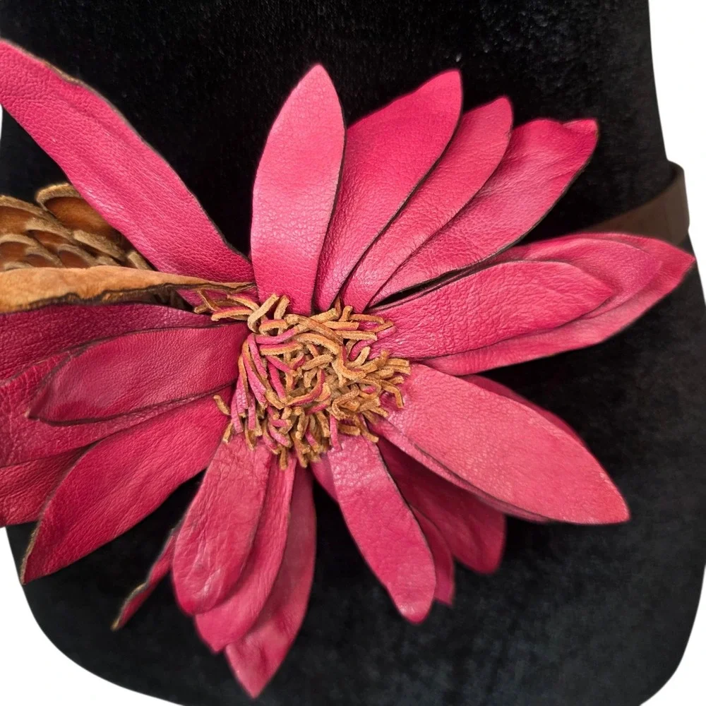 Live Love Loft Womens S Brown Leather Pink Floral Skinny Belt Y2K Boho